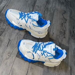 Balenciaga White and Blue Athletic Shoes